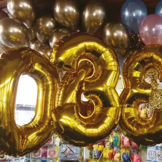 cijfer folie ballonnen in het goud